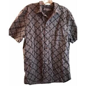 Vintage Hinano Tahiti Gray aloha island button down hawaiian shirt Large